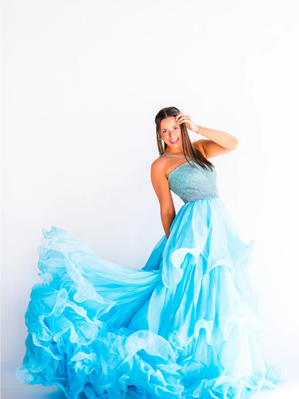 Sherri Hill Couture Sparkling Aqua Ball Gown